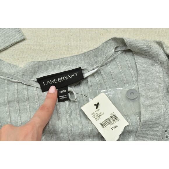 Lane Bryant Plus Size 18/20 Gray Ribbed Button Cardigan Sweater Rayon NWT - Picture 6 of 8